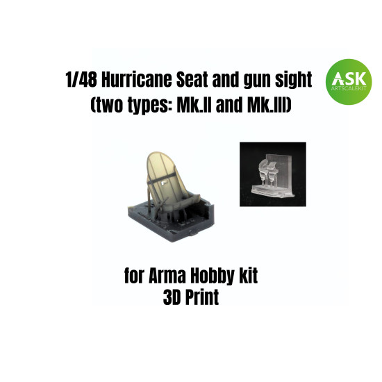 Ask A48005 1/48 Hurricane Seat And Gun Sight Two Types Mk.ii And Mk.iii Resin