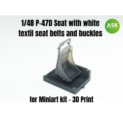 Ask A48007 1/48 P-47d Seat With White Textil Seat Belts And Buckles Resin