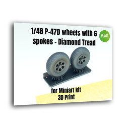 Ask A48008 1/48 P-47d Wheels With 6 Spokes - Diamond Tread And Masks Resin