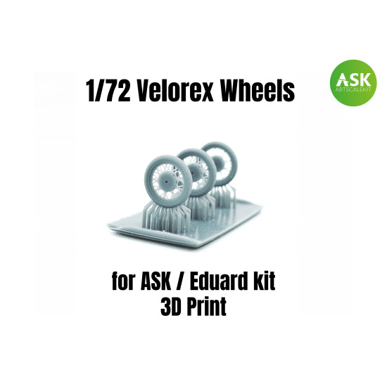 Ask A72001 1/72 Velorex Three-wheeled Car - Wheels 3d Print Set Resin