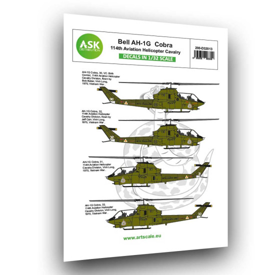 Ask D32013 1/32 Bell Ah-1g Cobra 11th Aviation Helicopter Cavalry Part 3 Decal