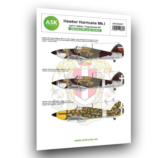 Ask D32027 1/32 Hawker Hurricane Mk.i Part 1 - Italian Af And Jugoslavia Af Decal