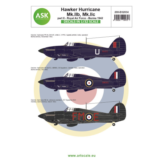 Ask D32034 1/32 Hawker Hurricane Mk.iib Mk.iic Part 8 Royal Air Force Burma 1942