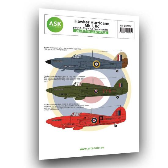 Ask D32038 1/32 Hawker Hurricane Mk.i / Mk.iic Part 12 - Royal Air Force Decal