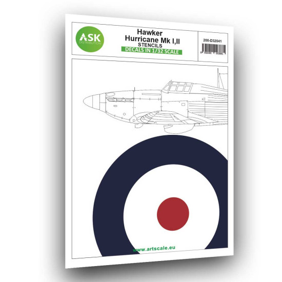 Ask D32041 1/32 Hawker Hurricane Mk.i, Mk.ii - Stencils Decal