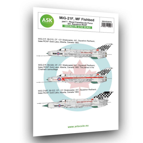 Ask D32076 1/32 Mig-21f Mf Fishbed / Cf-121 Redhawk Canada Af 441. Squadron