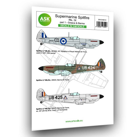 Ask D48010 1/48 Spitfire Mk.ixc And Mk.ixe Part 1 Greece, Burma Limited Ed Decal