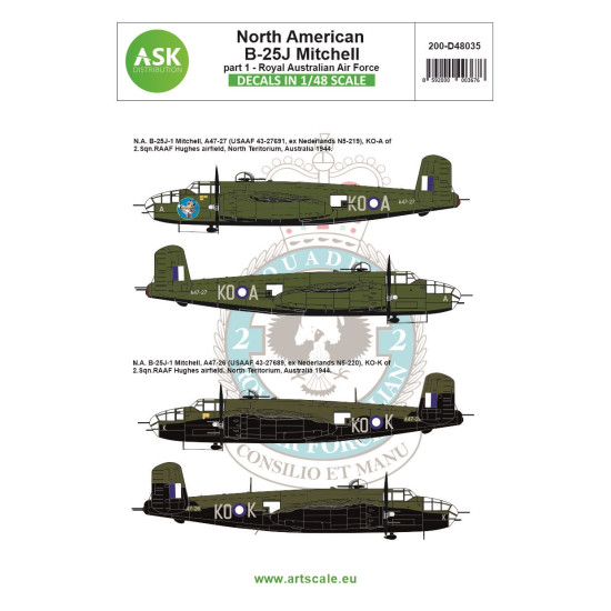 Ask D48035 1/48 Na B-25j Mitchell Part 1 - Royal Australian Air Force Decal