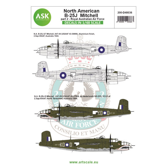 Ask D48036 1/48 Na B-25j Mitchell Part 2 - Royal Australian Air Force Decal