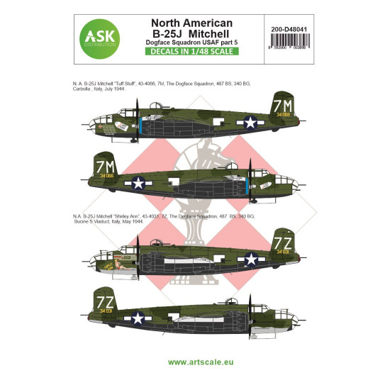 Ask D48041 1/48 B-25j Mitchell Part 5 - Us Dogface Squadron Shirley Ann Decal