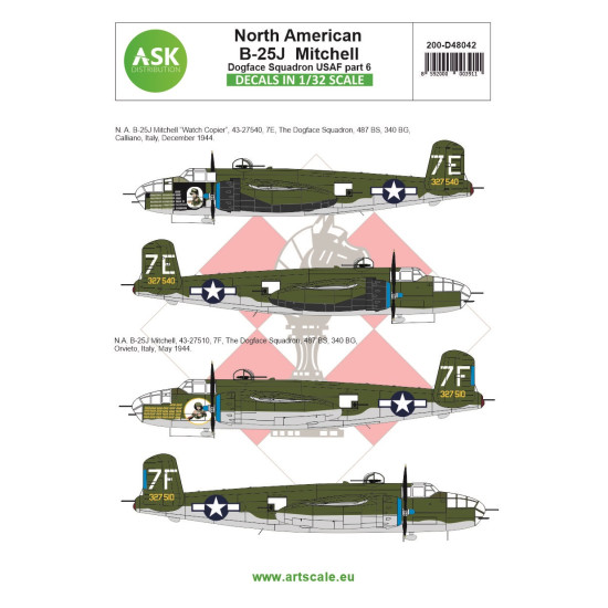 Ask D48042 1/48 B-25j Mitchell Part 6 - Us Dogface Squadron Watch Copier, Willie