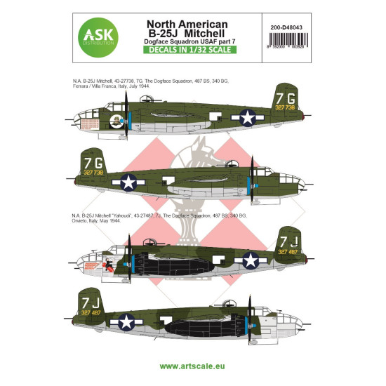 Ask D48043 1/48 B-25j Mitchell Part 7 - Us Dogface Squadron, Yahoudi Decal