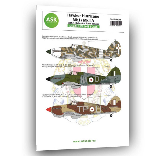 Ask D48045 1/48 Hawker Hurricane Mk.ia / Mk.iia Part 2 - Italy Regia Aeronautic