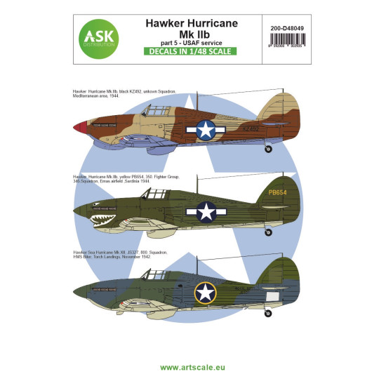 Ask D48049 1/48 Hawker Hurricane Mk.iib Part 5 - Usaaf Service Decal