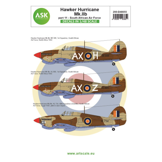 Ask D48055 1/48 Hawker Hurricane Mk.iib Part 11 - South African Air Force Decal