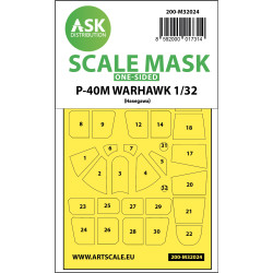 Ask M32024 1/32 P-40m Warhawk One-sided Express Painting Masks For Hasegawa