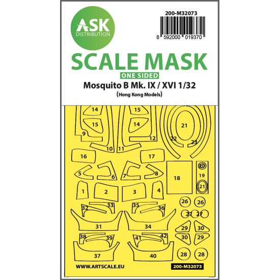 Ask M32073 1/32 Mosquito B Mk.ix/Xvi One-sided Fit Mask For Hong Kong Model