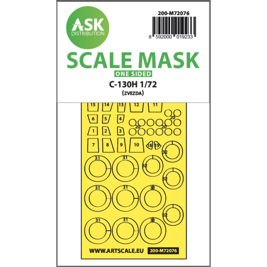 Ask M72076 1/72 C-130h One-sided Express Fit Painting Mask For Zvezda