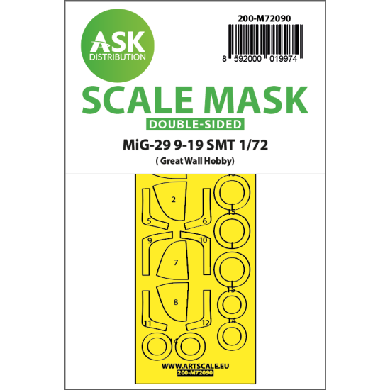 Ask M72090 1/72 Mig-29 9-19 Smt Double-sided Express Fit Painting Mask For Gwh