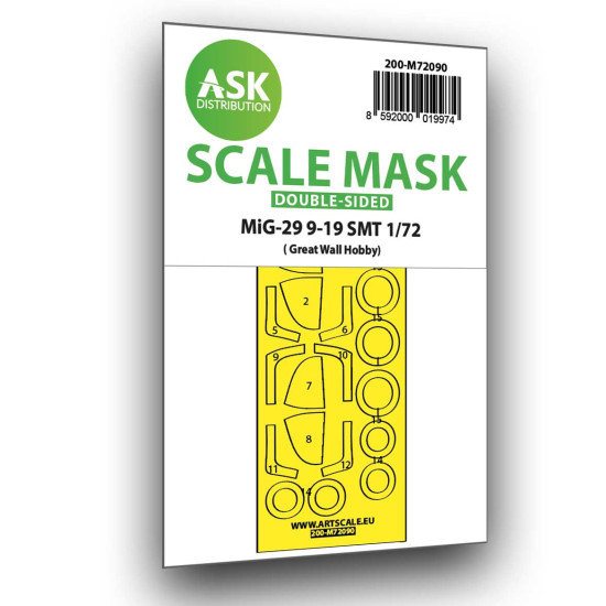 Ask M72090 1/72 Mig-29 9-19 Smt Double-sided Express Fit Painting Mask For Gwh