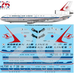 26decals 144-377 1/144 Korean Air Lines Dc-10-30 Laser Decal