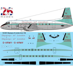 26decals 144-951 1/144 Skyways Of London Avro 748 For Authentic Airliners Kit Laser Decal