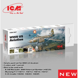 Icm 3047 Wwii Us Aviation Acrylic Paint Set 6 Pcs In Kit