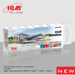 Icm 3055 Acrylic Paints Set For Civil Aviation 6 Pcs In Kit