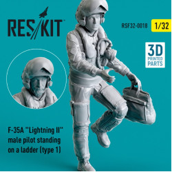 Reskit Rsf32-0018 1/32 F35a Lightning Ii Male Pilot Standing On A Ladder Type 1 3d Printed
