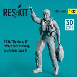 Reskit Rsf32-0019 1/32 F35a Lightning Ii Female Pilot Standing On A Ladder Type 1 3d Printed