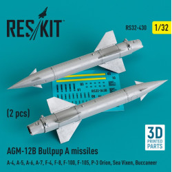 Reskit Rs32-0430 1/32 Agm-12b Bullpup A Missiles 2 Pcs A4 A5 A6 A7 F4 F8 F100 F105 P3 Orion Sea Vixen Buccaneer 3d Printed