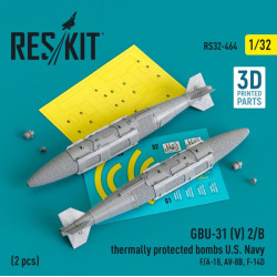 Reskit Rs32-0464 1/32 Gbu31 V 2b Thermally Protected Bombs U.s. Navy 2 Pcs Fa18 Av8b F14d 3d Printed