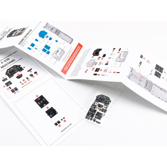 Red Fox Qs-32044 1/32 P-51d Mustang 3d Acrylic Instrument Panel For Tamiya