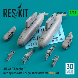 Reskit Rsu35-0060 1/35 Ah 64 Apache Late Pylons With 122 Gal Fuel Tanks For Meng Kit 3d Printed