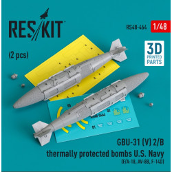 Reskit Rs48-0464 1/48 Gbu31 V 2b Thermally Protected Bombs U.s. Navy 2 Pcs Fa18 Av 8b F14d 3d Printed