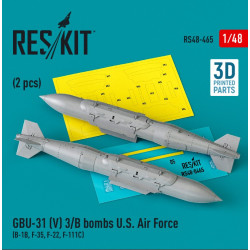 Reskit Rs48-0465 1/48 Gbu31 V 3b Bombs U.s. Air Force 2 Pcs B1b F35 F22 F111c 3d Printed