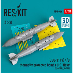 Reskit Rs48-0466 1/48 Gbu 31 V 4 B Thermally Protected Bombs U.s. Navy 2 Pcs F A 18e F F 35b 3d Printed