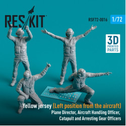 Reskit Rsf72-0016 1/72 Yellow Jersey Left Position From The Aircraft Plane Director Aircraft Handling Officer Catapult And Arresting Gear Officers 4 Pcs 3d Printed