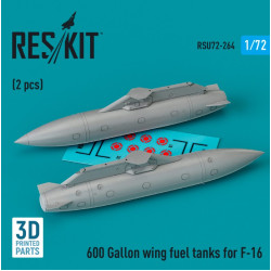 Reskit Rsu72-0264 1/72 600 Gallon Wing Fuel Tanks For F16 2 Pcs 3d Printed