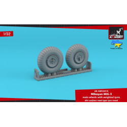 Armory Aw32019 1/32 Mig 3 Main Wheels W/ Weighted Tyres Dirt Surface Road Type Tyre Tread