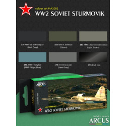 Arcus A1001 Acrylic Paints Set Ww2 Soviet Sturmovik 6 Colors In Set 10ml