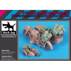Black Dog T16021 1/16 R 75 With Sidecar Accessories Set For Freedom Model Kits