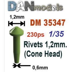 Dan Models 35347 1/35 Rivets 1/2mm Cone Head 230ps