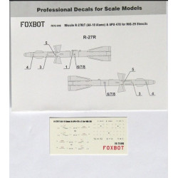 Foxbot 72-048 1/72 Missile R-27r/T Aa-10 Alamo Apu-470 For Mig-29 Stencils