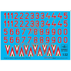 Hadmodels Dw-32002 1/32 Hungarian National Insignias And Numbers 1990-1998 Dry-water Decal Sheet