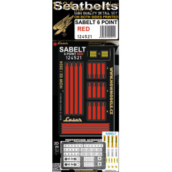 Hgw 124521 1/24 Sabelt 6 Point Red Seatbelts