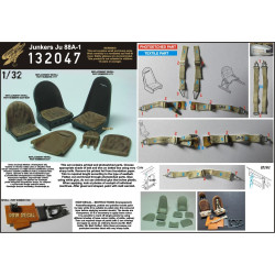 Hgw 132047 1/32 Textile Seatbelts For Junkers Ju 88a-1 And Seats And Decal For Revell