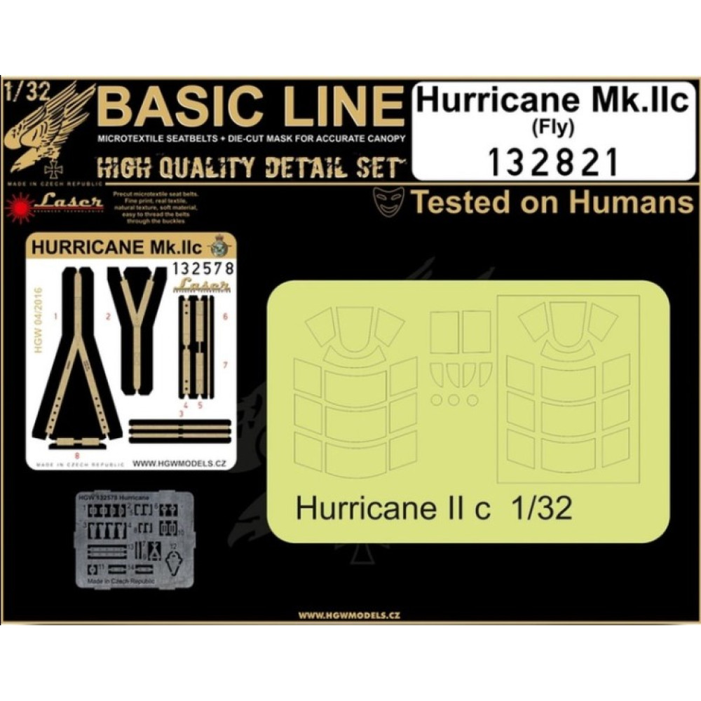 HGW 1/32 scale seatbelts & masks for the Hurricane Mk. II by FLY kits - 132821 HGW 1/32 scale seatbelts & masks for the Hurricane Mk. II by FLY kits - 132821