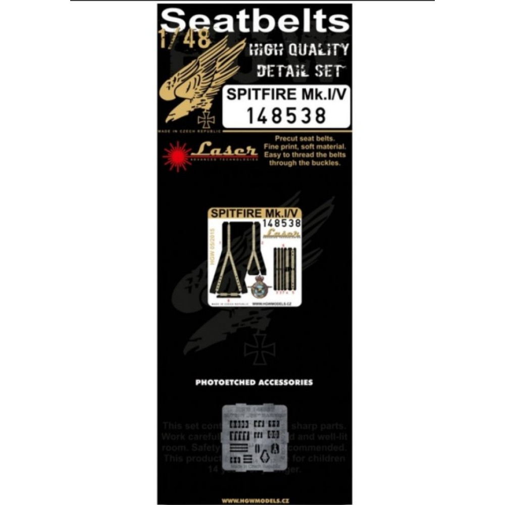 HGW 1/48 Seatbelts for Spitfire Mk.I/V - 148538 HGW 1/48 Seatbelts for Spitfire Mk.I/V - 148538