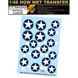 Hgw 248908 1/48 Decal For P-47 National Insigna 1942-1943 Wet Transfer